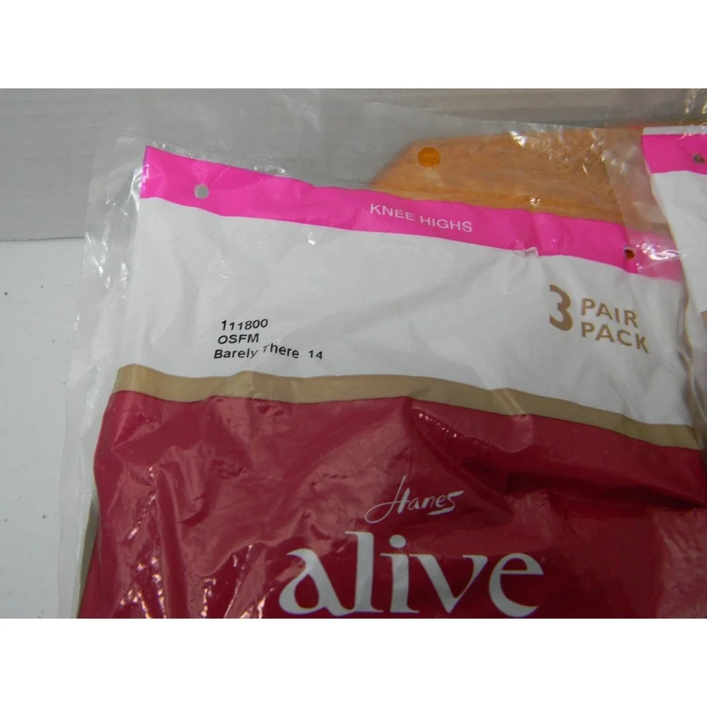 2 Packs Hanes Alive Full Support Knee Highs 3 Pair Barely There OSFM 111800